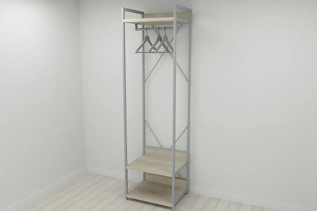 Шафа Гардероб Уні секція 1 серії Конект Ferrum-decor 220x60x50см Сірий метал ДСП Дуб Сонома 32 мм (FRD-104505) - фото 9