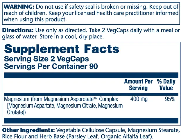 Магнію аспартат Magnesium Asporotate 180 вегетаріанських капсул - фото 2