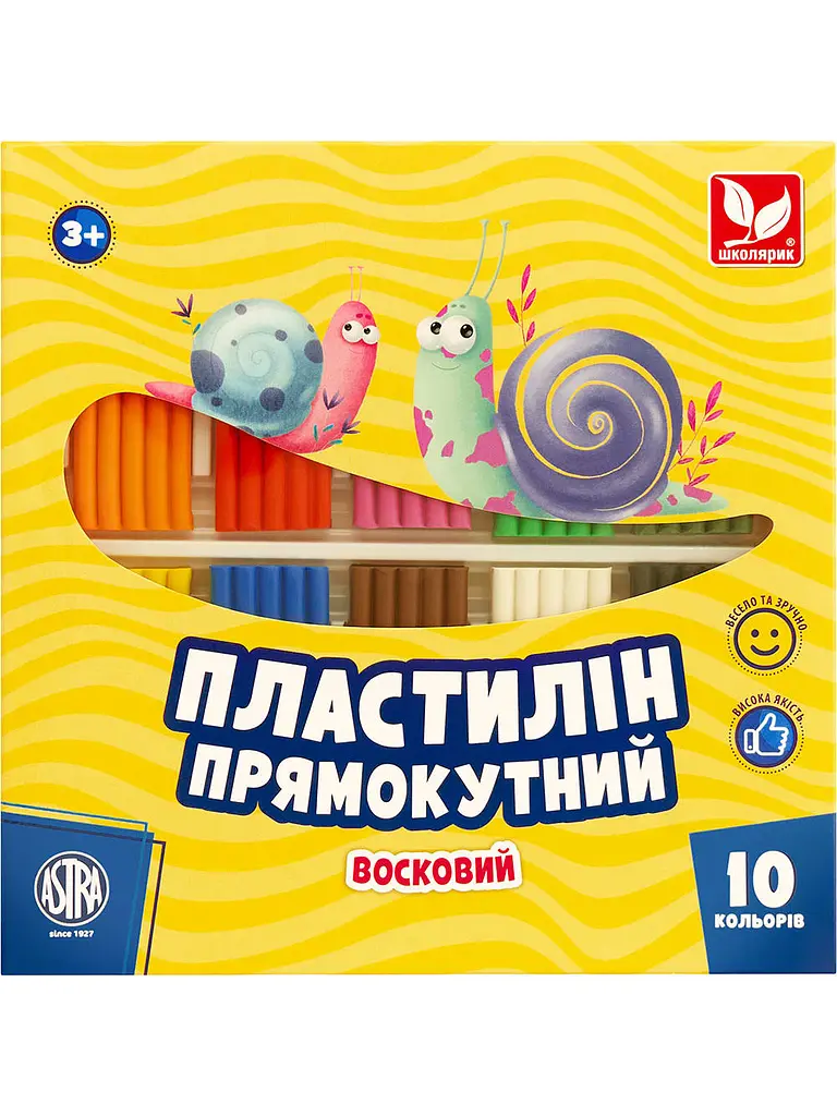 Пластилін 10 кол. 220 г ШКОЛЯРИК восковий (303116003-UA)