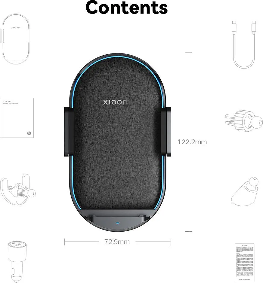 Автотримач із бездротовою зарядкою Xiaomi Wireless Car Charger Pro 50W Max (WCJ05ZM) [77612] - фото 9