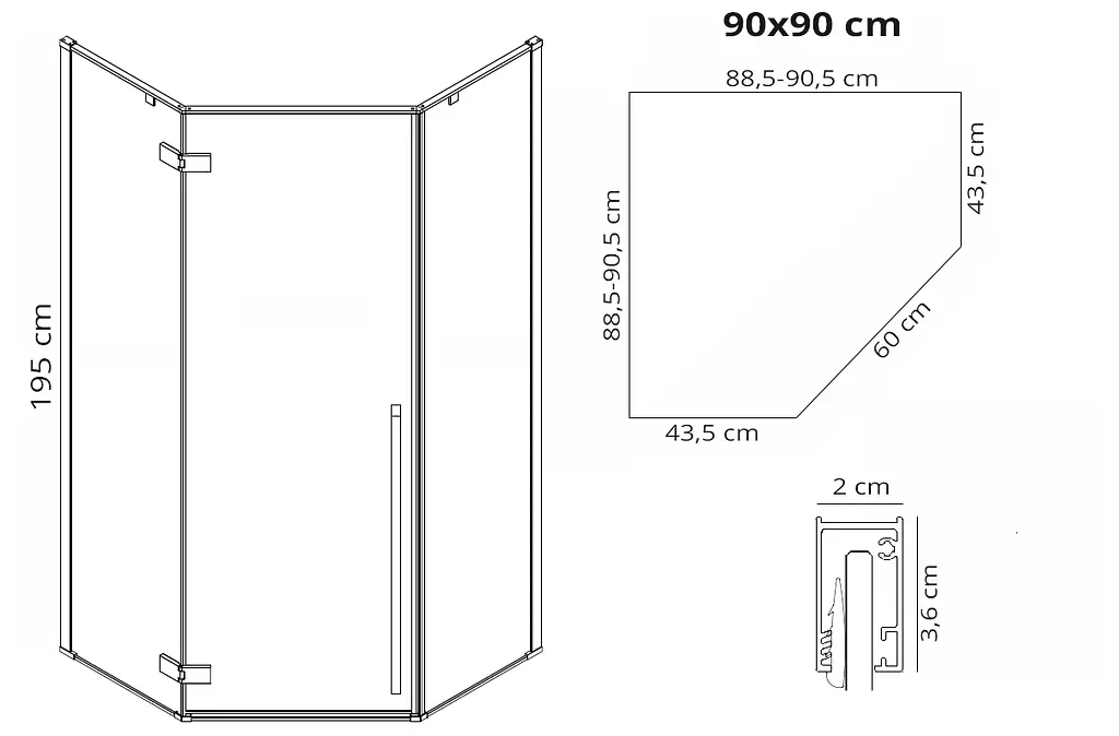 Душова кабіна Rea Diamond 90x90 gold REA-K4904, Золотий, Універсальна, прозорий - фото 6