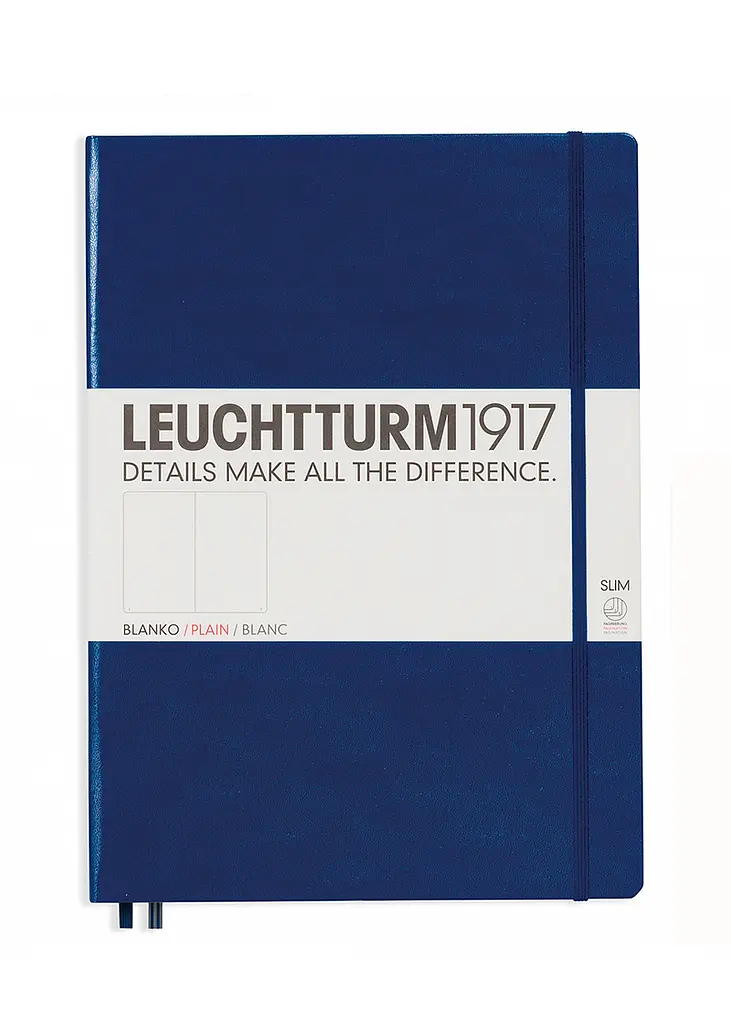 Блокнот Leuchtturm1917 Master Slim A4+, темно-синій, чисті аркуші (342928)