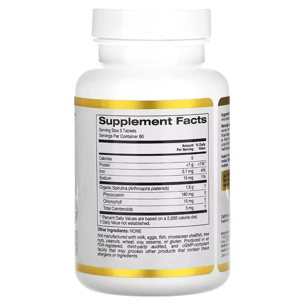 Спіруліна органічна California Gold Nutrition Organic Spirulina 500 мг 240 таблеток - фото 2