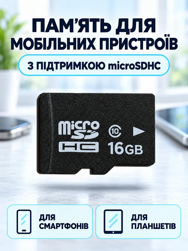 Карта пам'яті microSDHC 16 ГБ Class 10 з SD-адаптером Чорна (37261544) - фото 4