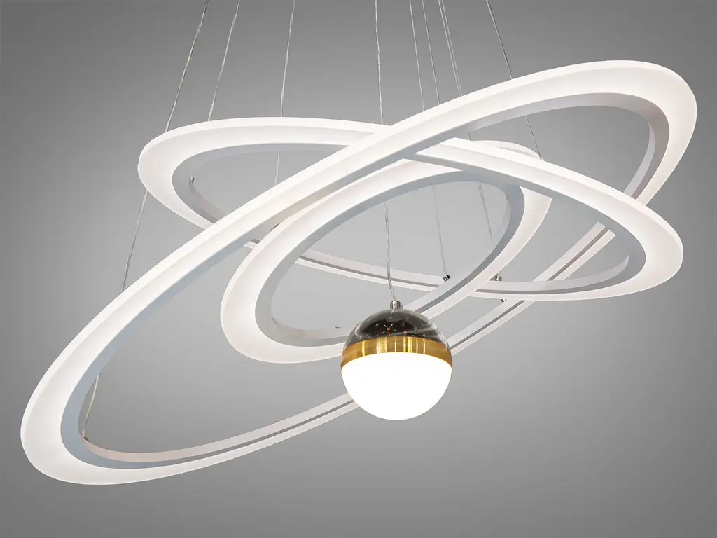 Люстра стельова LED Diasha 2328-800+600+400WH 145W, біла, діаметр 80 см, сучасний стиль для дому - фото 2