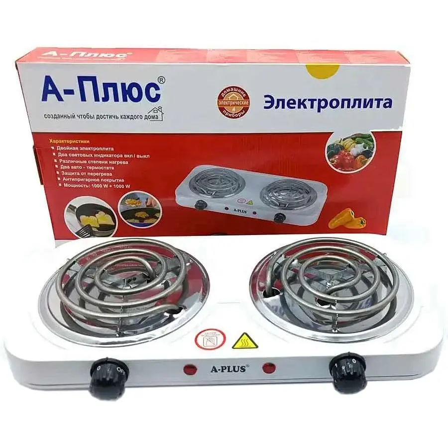 Плита двоконфоркова електрична кухонна A-Plus 2103 настільна переносна спіральна 2000 Вт - фото 6