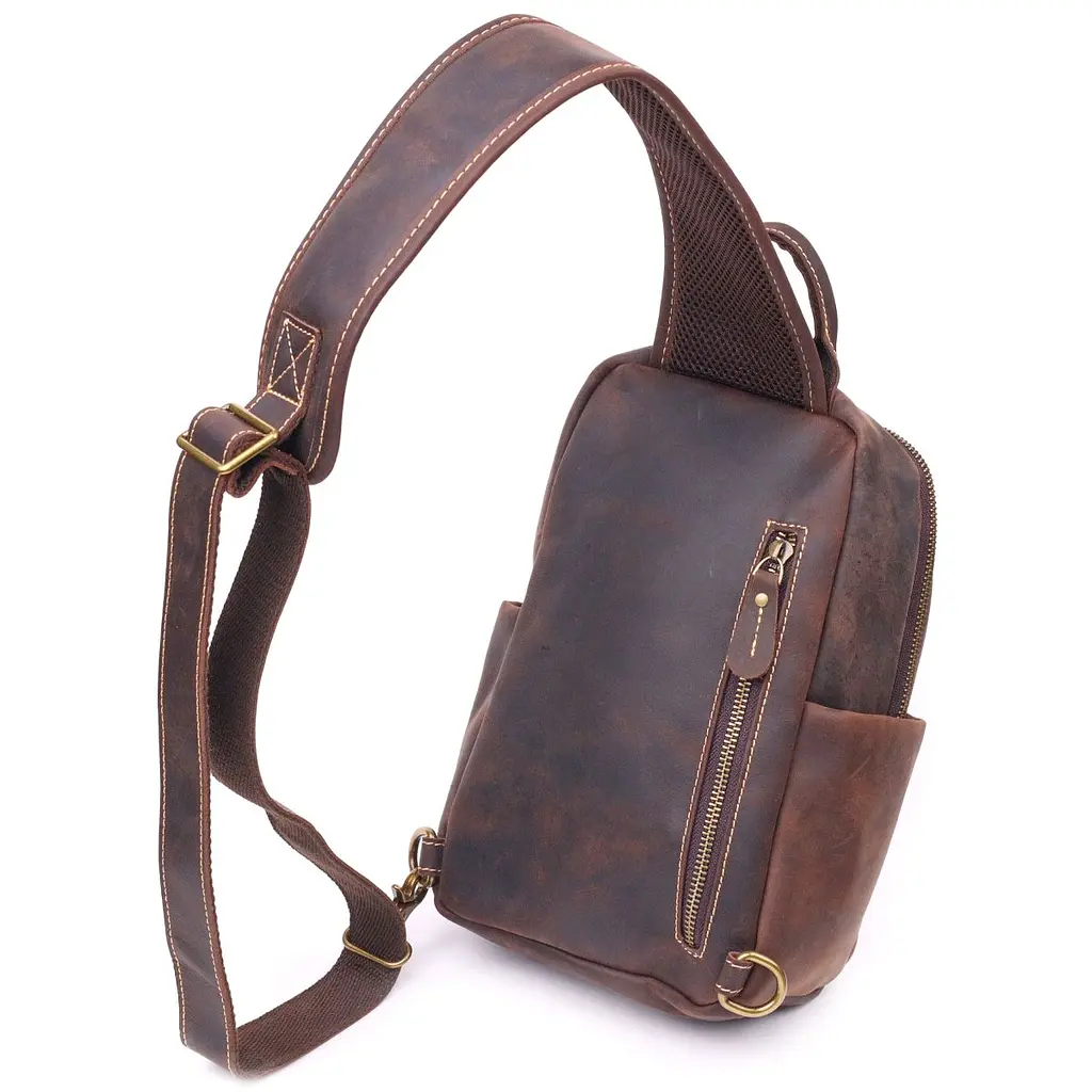 Сумка чоловіча через плече з натуральної vintage шкіри 21285 Vintage коричнева - фото 2
