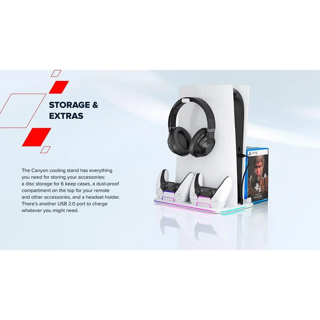 Подставка CANYON cooling stand CS-51 RGB для PS5 Slim/DE Charge Black - фото 11