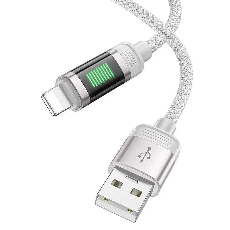Дата кабель Hoco U126 Lantern 2.4A USB to Lightning (1.2m) Gray - фото 3