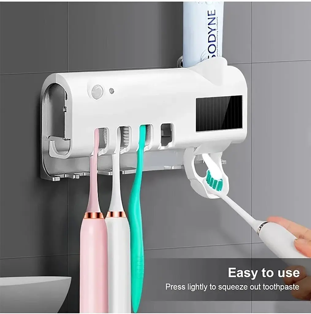Стерилізатор тримач для зубних щіток на 4 секції з дозатором Multi-function Toothbrush Sterilizer UV, Yu Xin Білий 85810 - фото 3