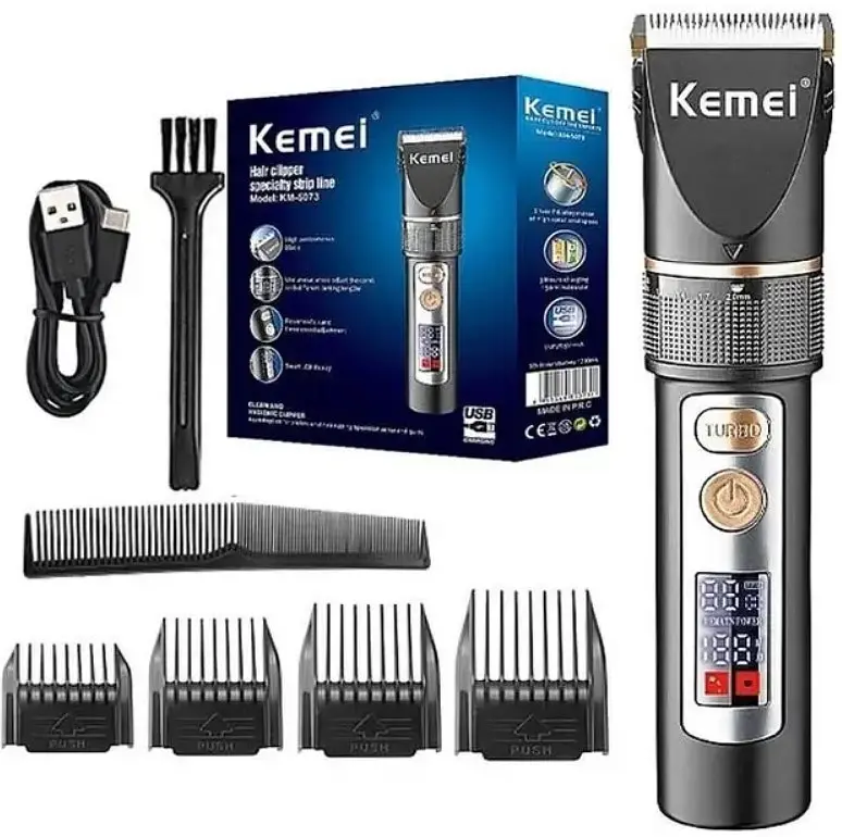 Машинка для стрижки Kemei LFJ-KM-5073 3 насадки Чорний (2390000002) - фото 2