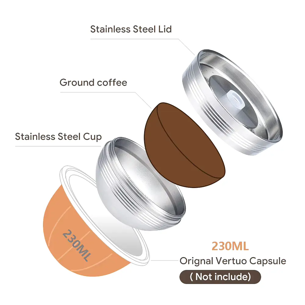 Капсула из нержавеющей стали для кофемашины Nespresso Vertuoline POP, NEXT ( 80мл +150мл+230мл) iCafilas - фото 4