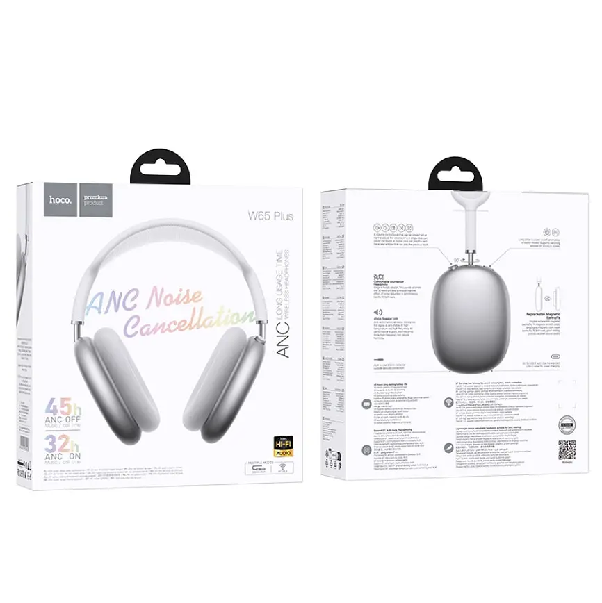 Навушники Hoco Bluetooth W65 Happy BT headphones сріблясті - фото 2
