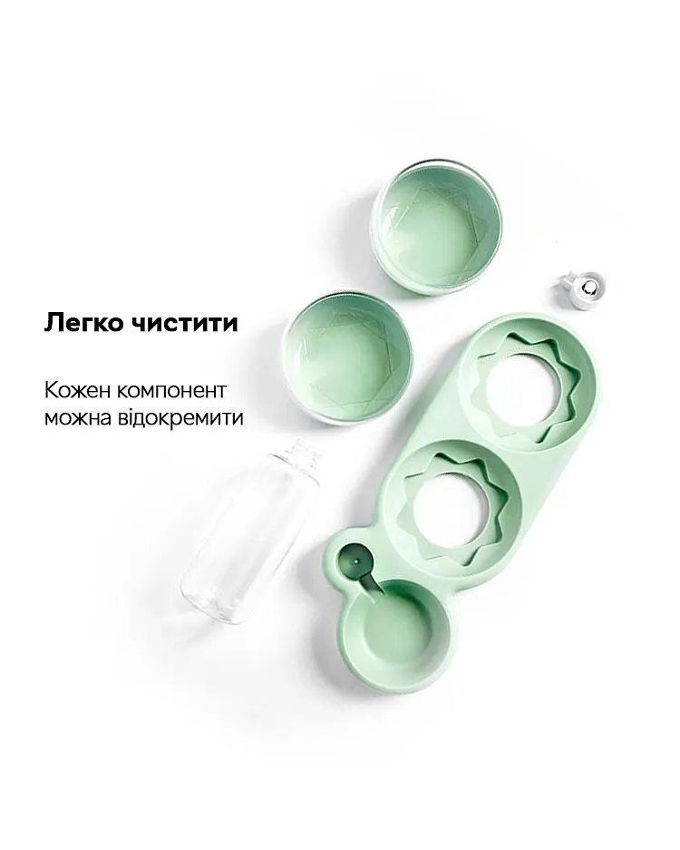 Подвійна миска для тварин Semi Animal Bowl 13см*38см*22см 500 мл, Green з автоматичною поїлкою - фото 6