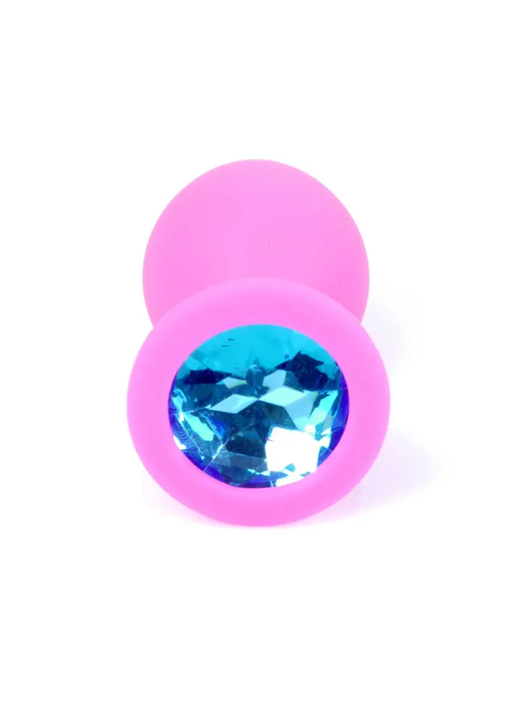Анальна пробка - Jewellery Silicone Pink Plug M Light Blue - фото 3