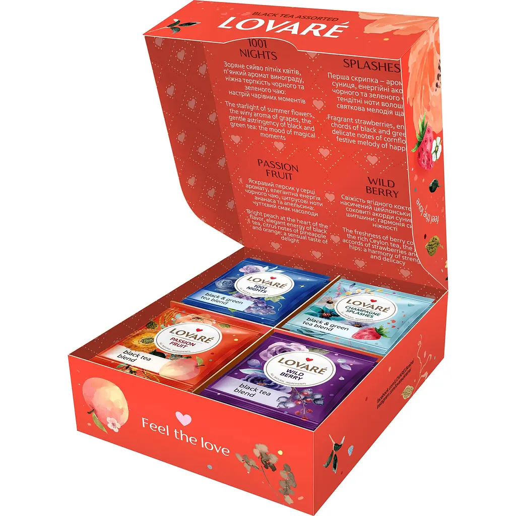 Чай черный Lovare Assorted 4 вида 64 г (32 шт. х 2 г) (881157) - фото 2