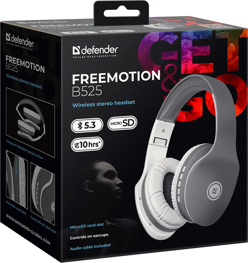 Навушники бездротові Defender FreeMotion B525 Bluetooth+3,5мм, Білий-Сірий - фото 7