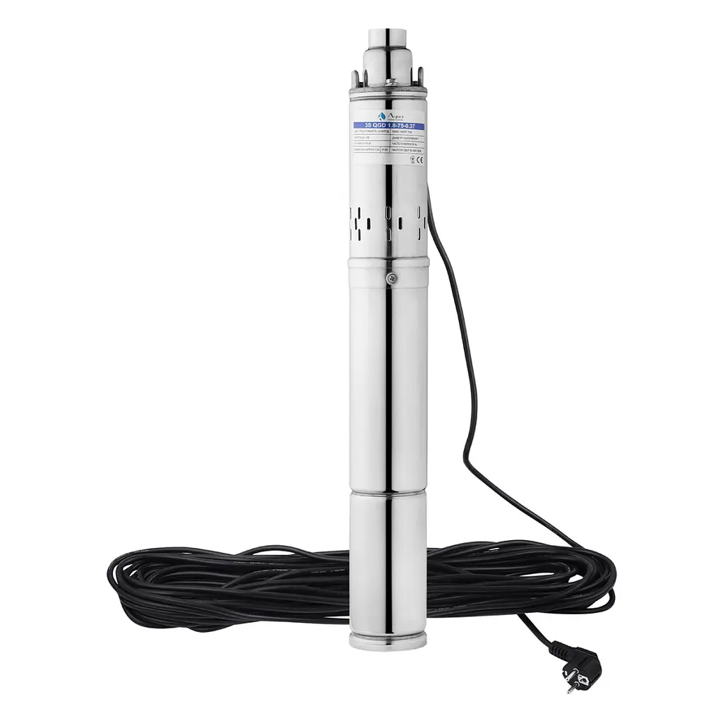 Насос глибинний шнековий Agua 3S QGD 1.8-75-0.37 з вбудованим конденсатором (CV035071) - фото 2