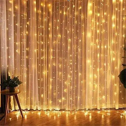 Гірлянда Водоспад USB штора 3х2м, білий теплий, 200 LED + пульт / Новорічна світлодіодна гірлянда на вікно - фото 2