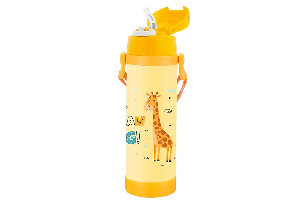 Термопляшка дитяча Maestro MR-1640-50-D 500мл Giraffe жовта з малюнком - фото 2