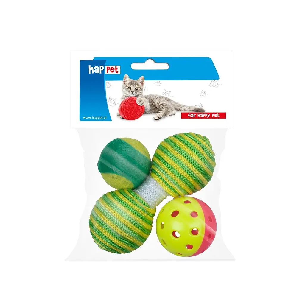 Happet Набір іграшок для котів гантель з 2 м'ячами, 11 см (K019) - фото 2