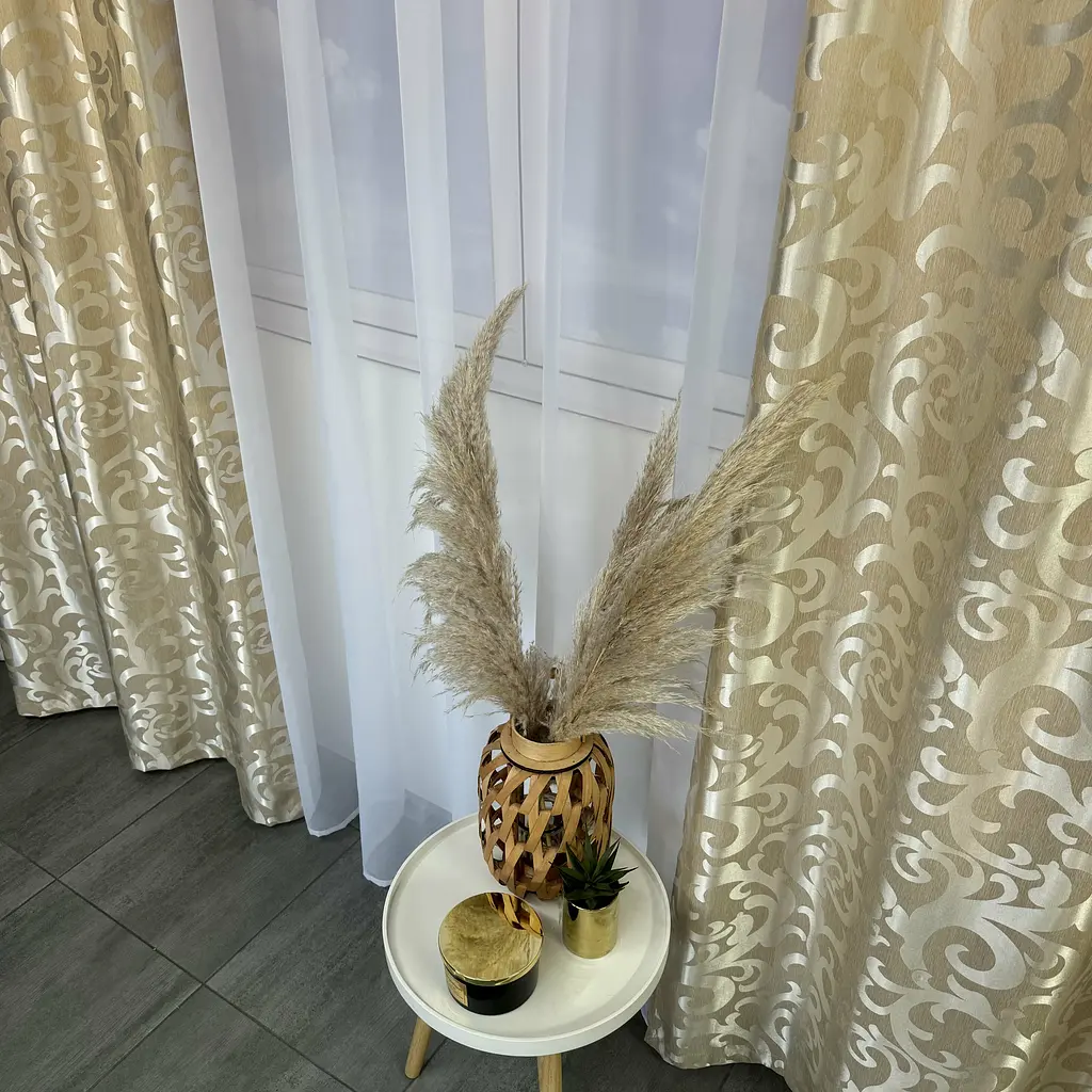 Штори жаккард "Вензель" бежеві 150х270 см, 2шт, тасьма ALBO pbe0052935 - фото 8