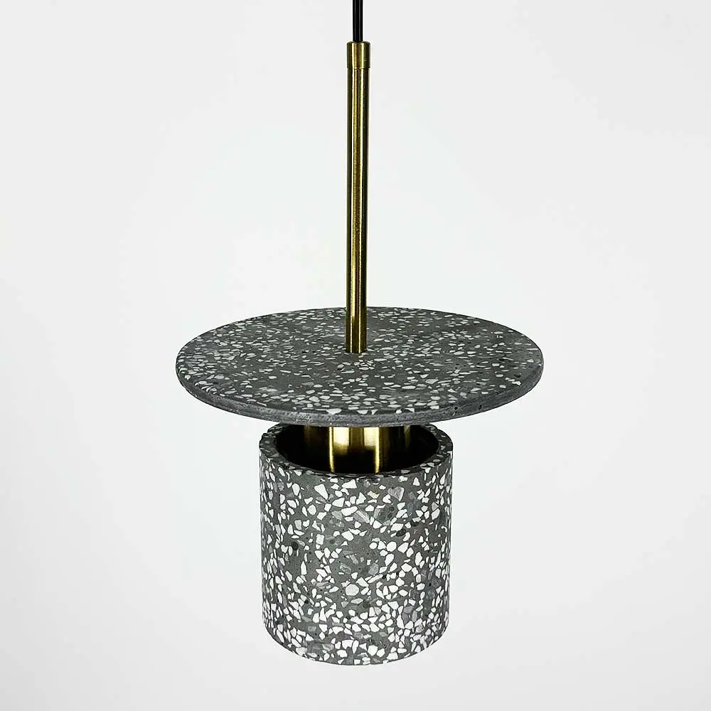 Підвіс Terrazzo Cylinder із сірим бетонним плафоном 20 см в стилі Ар-деко Line.F MJ 162-200 BK - фото 4