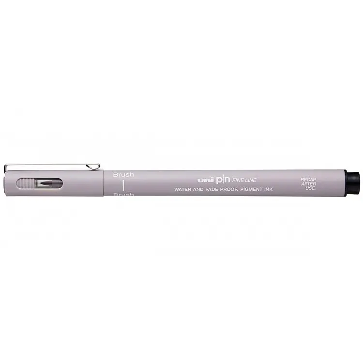 Лайнер-кисть Uni Pin Brush Fine Line светло-серый 2 мм (PINBR-200(S) LIGHT GREY) - фото 2
