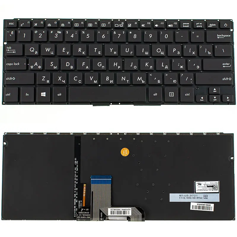 Клавіатура для ноутбука ASUS (UX410 series) rus, black, без фрейма, підсвічування клавіш - фото 2