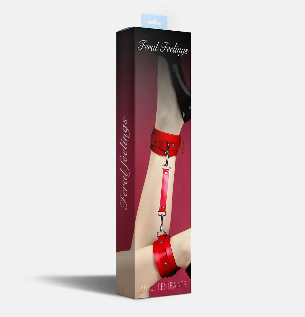 Поножі Feral Feelings – Ankle Restraints Red, натуральна шкіра - фото 2