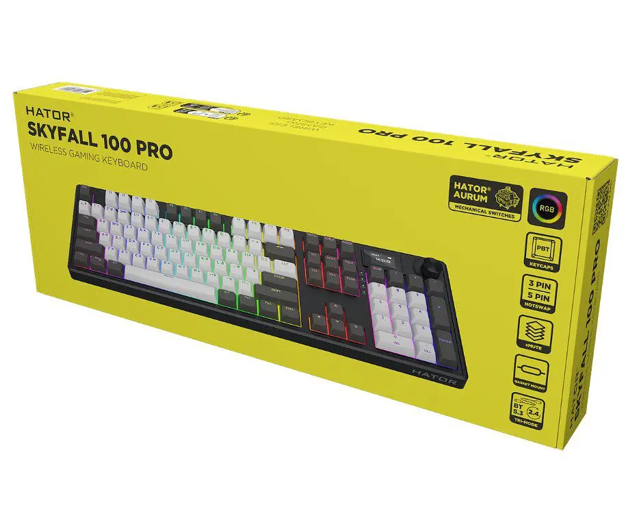 Клавіатура ігрова механічна HATOR HTK-4100-UA Wireless Skyfall 100 PRO Black-White Aurum Vanila Silent switches - фото 7