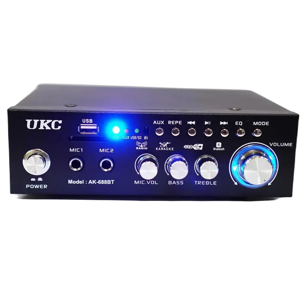Підсилювач звуку UKC AK-688BT Bluetooth Караоке 2-канальний 2x30W Black - фото 4