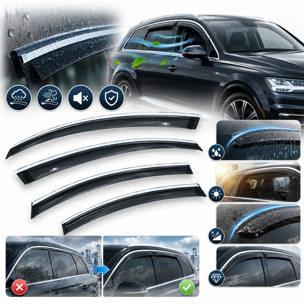 Дефлектори вікон вітровики HIC для Audi Q7 (4M) 2015-2019- З Хром Молдінгом (AU24-M) - фото 2