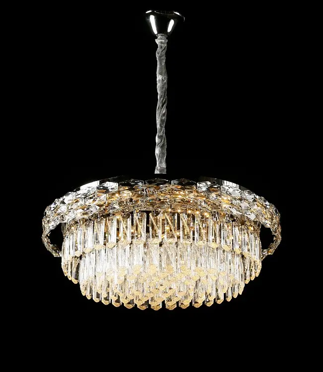Велика хромована кришталева світлодіодна люстра Splendid Ray LA7013/600/8+LED (CR), 60 см на 8 ламп - фото 3