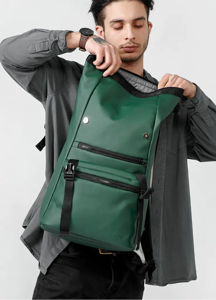 Мужской рюкзак Sambag RollTop LTTm зеленый 43 х 31 х 14 см (24238007m) - фото 3