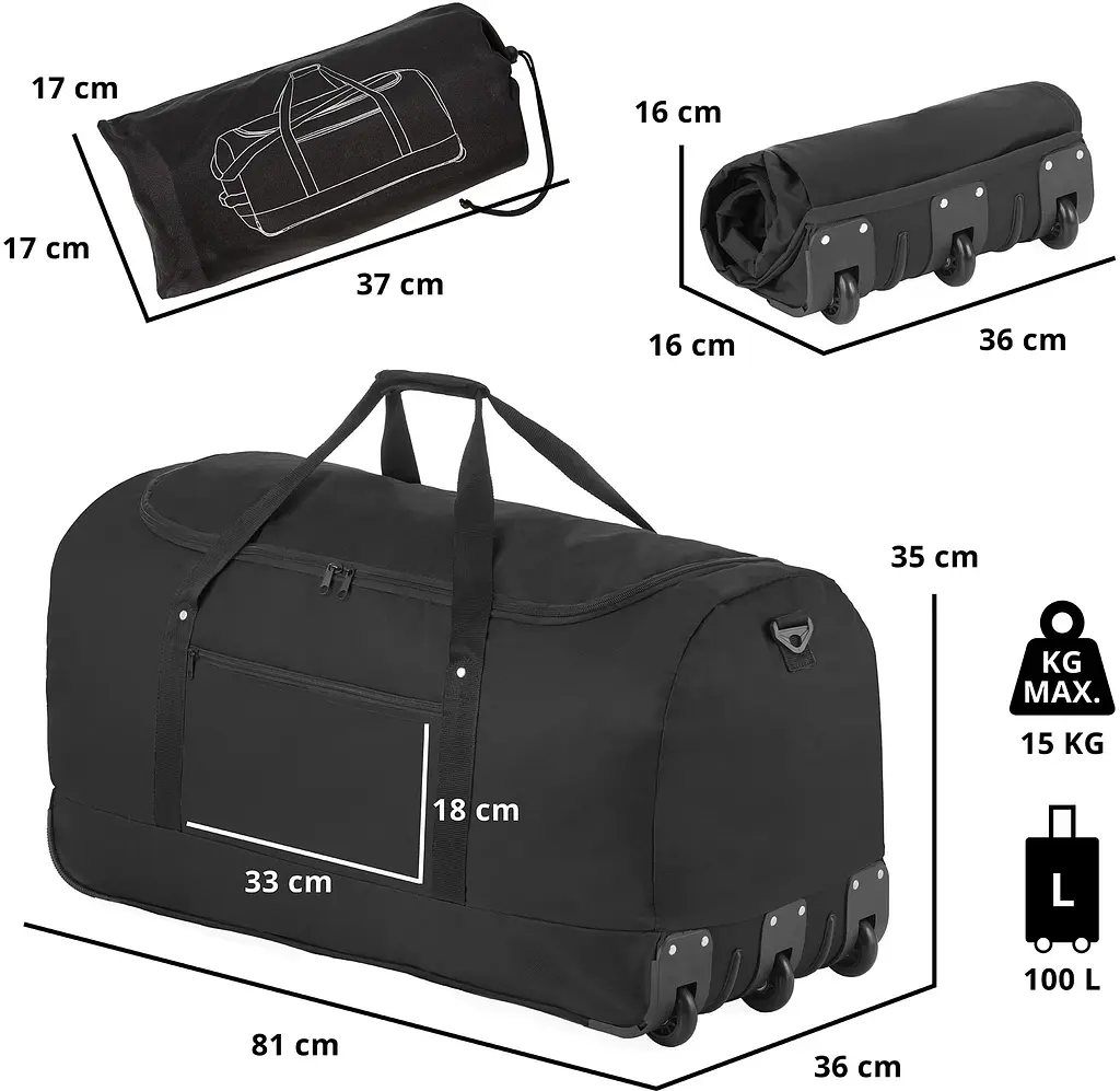 Сумка дорожня на колесах TravelZ Wheelbag 100 Liter Black (603091) - фото 3