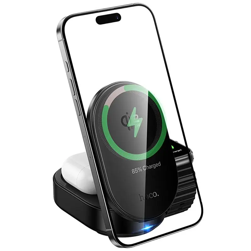 БЗП CQ23 Pole Qi2.2 3-in-1 Black Hoco teh0029857 - фото 3