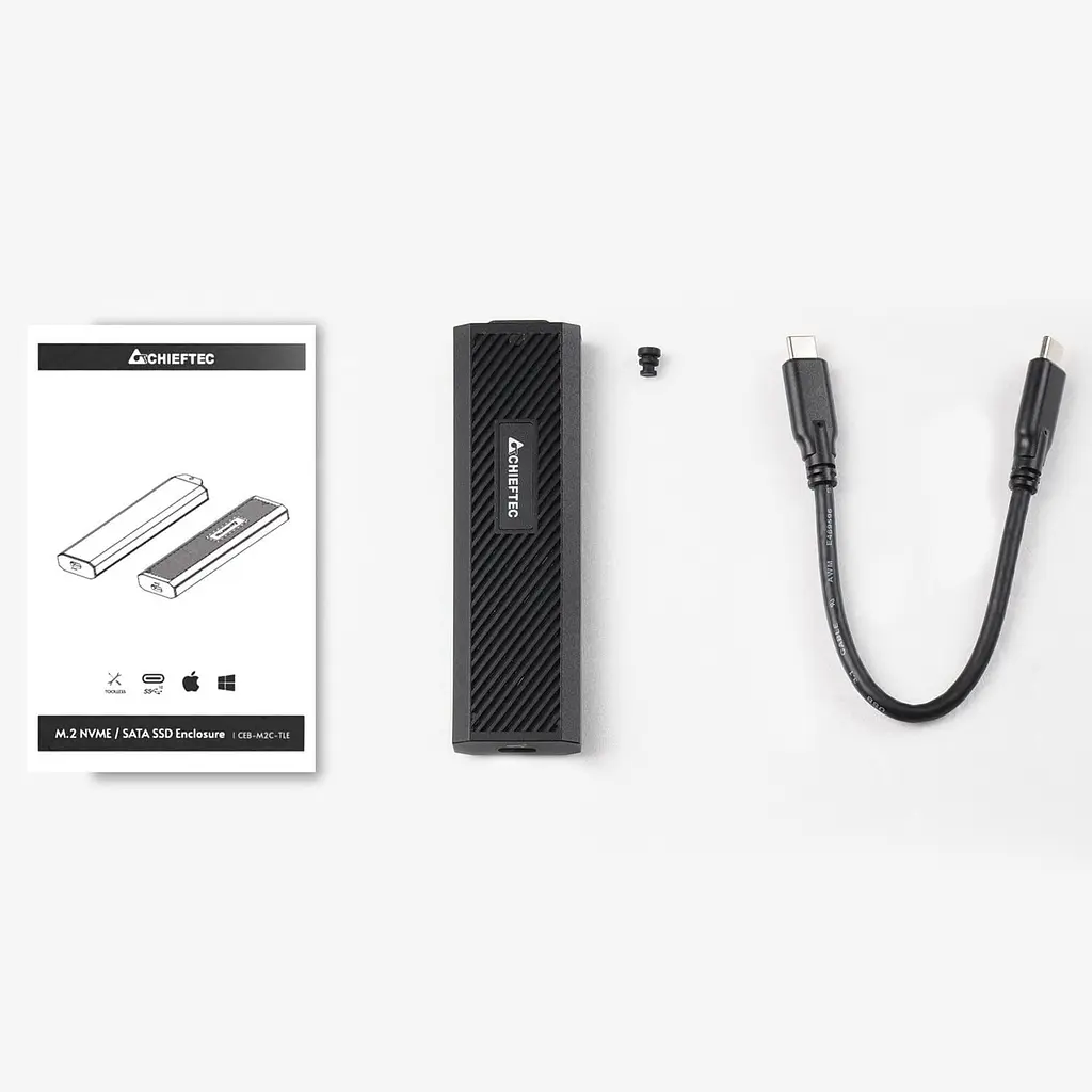 Зовнішня кишеня Chieftec M.2 PCIe NVMe/SATA SSD CEB-M2C-TLE USB3.2 Gen2 Type-C Tool-Less Aluminum/Plastic (CEB-M2C-TLE) - фото 6