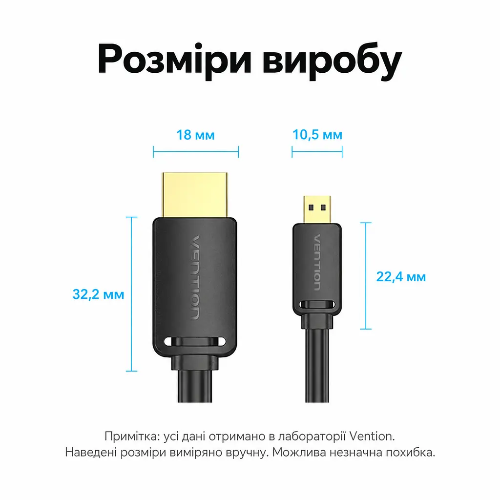 Видеокабель Vention AGIBF Micro HDMI - HDMI 4K 60 Гц 1 м чёрный (AGIBF) - фото 4