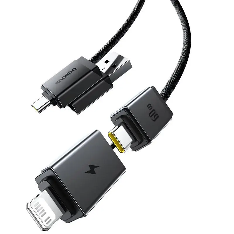 Дата кабель Baseus Versatile Two-for-Two USB/Type-C to Type-C/Lightning 60W (2m) (P10383000) Cluster Black - фото 4