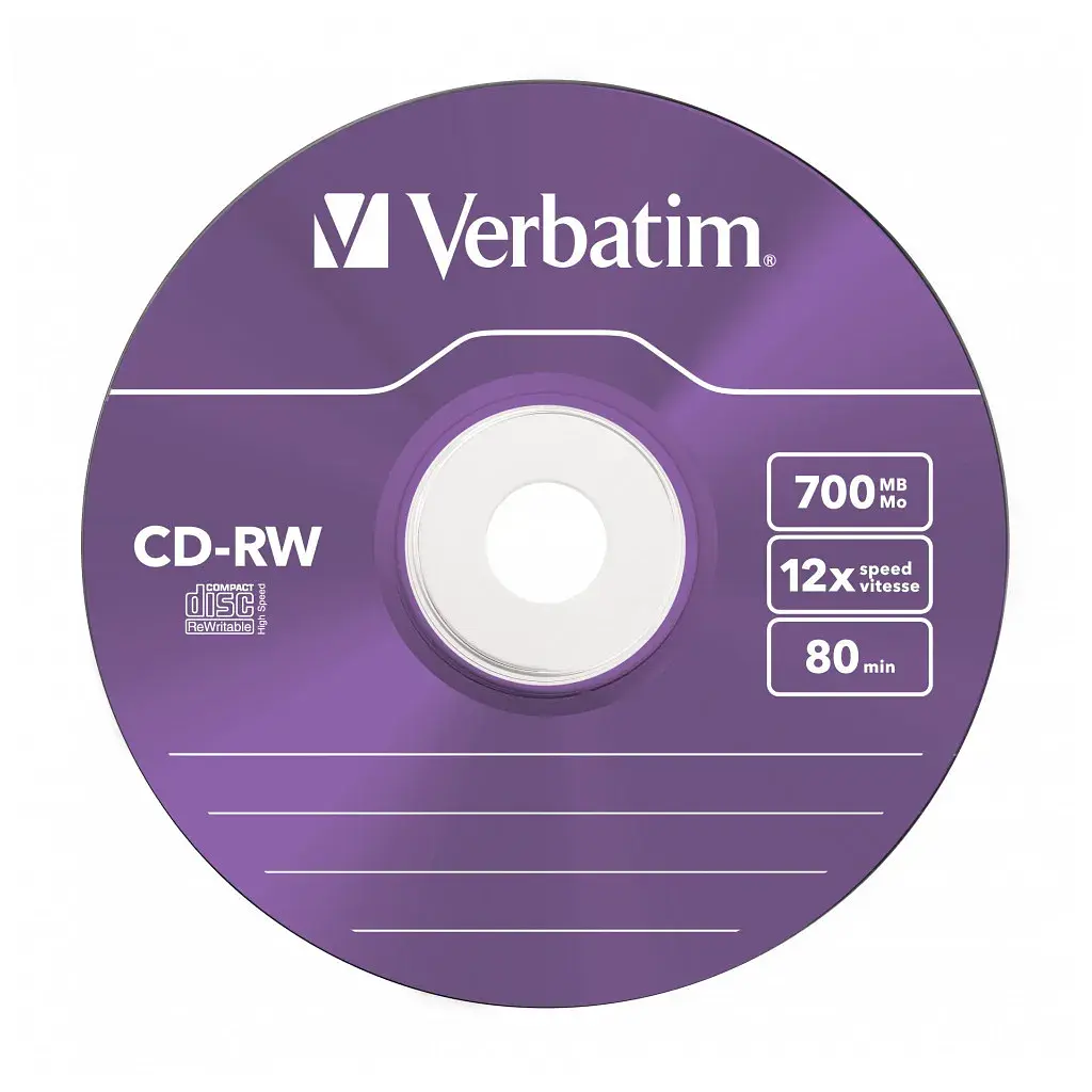 Диск CD Verbatim CD-RW 700Mb 12X SlimBox 5шт Color (43167) - фото 2