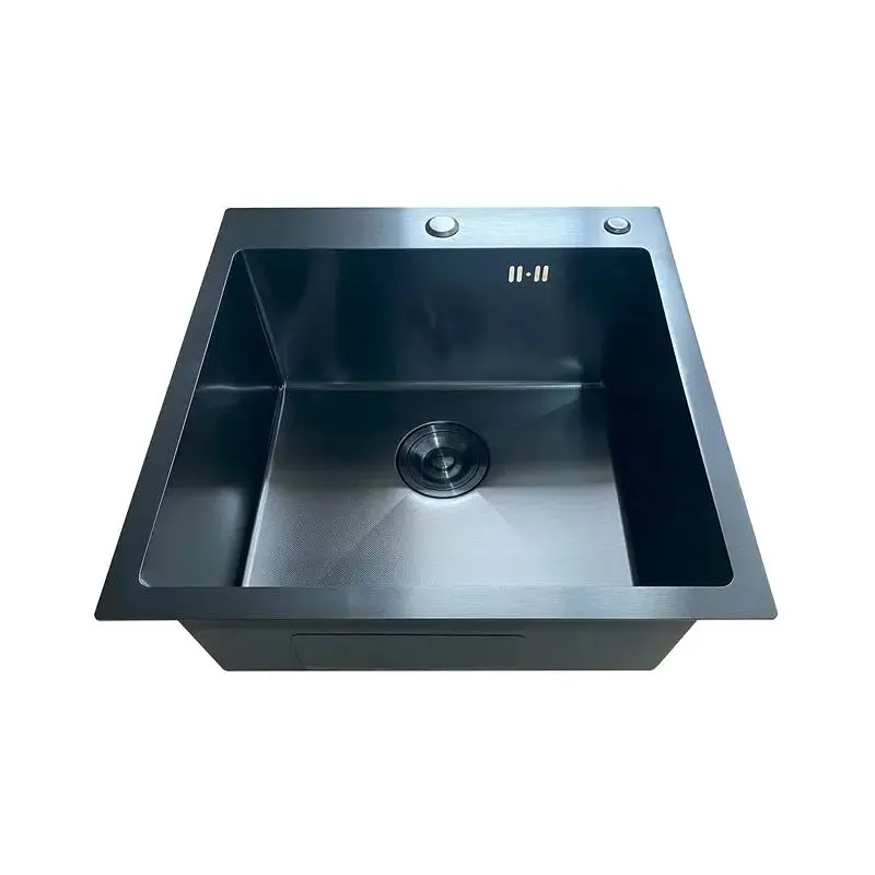 Кухонна мийка з нержавіючої сталі Mixxus MH5050 Micro Decor Black MI8215, Чорний матовий - фото 3