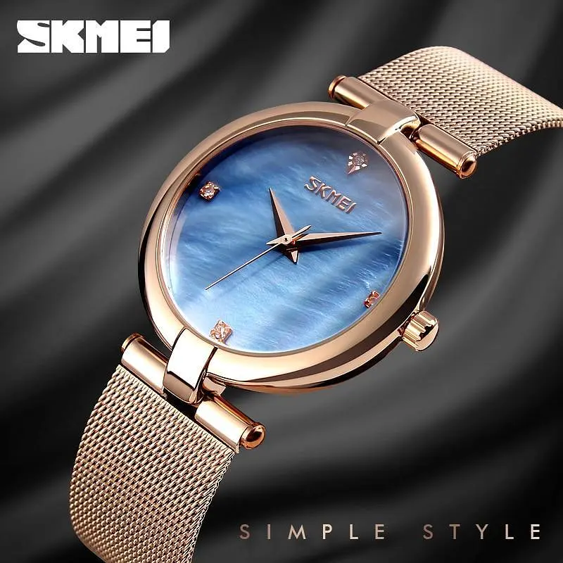 Жіночий класичний годинник Skmei 9177 Marble (Сині) - фото 5