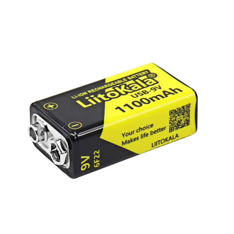 Аккумулятор крона 6F22 LiitoKala 1100mAh заряжается uab-Type C (Li-9V) - фото 3