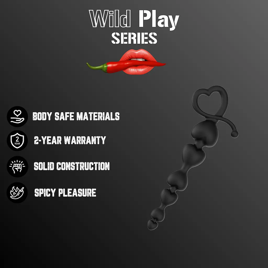 Анальний ланцюжок Erospace Wild Play C2 18.3 см (чорний) - фото 2