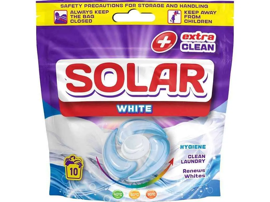 Капсули для прання SOLAR 10шт White Білих речей