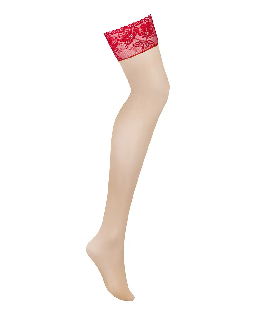 Панчохи під пояс із широким мереживом Obsessive Lacelove stockings XL/2XL - фото 3