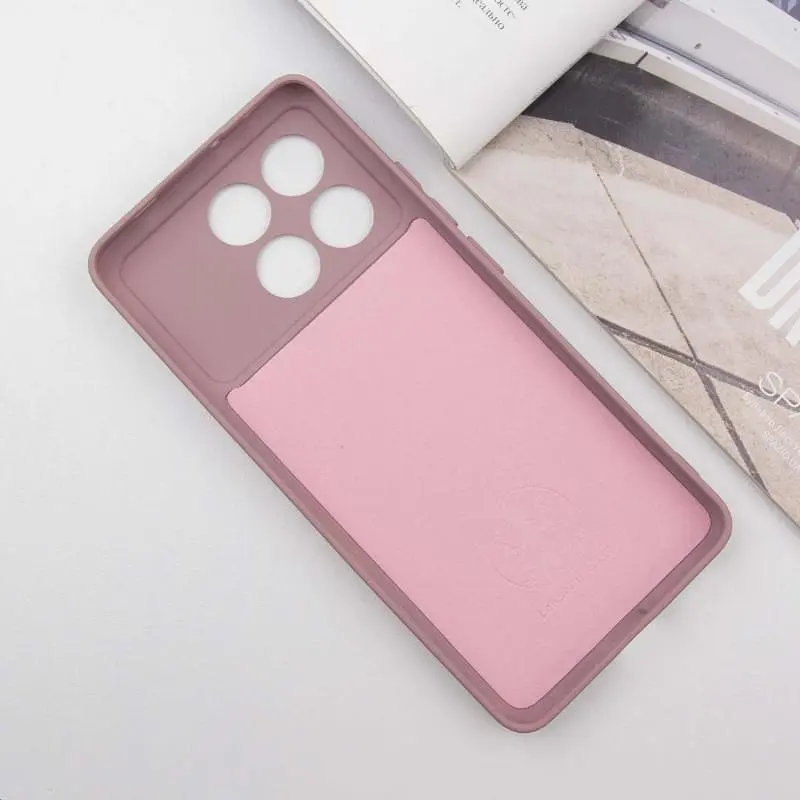 Чехол TPU GETMAN Liquid Silk Full Camera для Xiaomi Poco X6 Pro Розовый / Pink Sand - фото 3