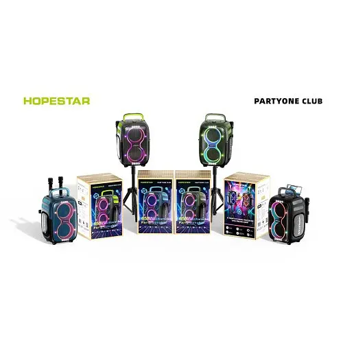 Колонка Bluetooth HOPESTAR PARTYONE CLUB with 2pcs UHF microphone 650W чорний - фото 2