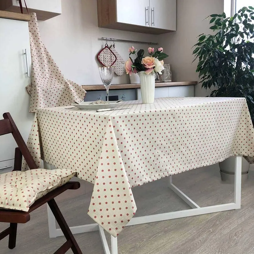 Скатерть Прованс Глория Горох 180х133 см красный (14634) - фото 4